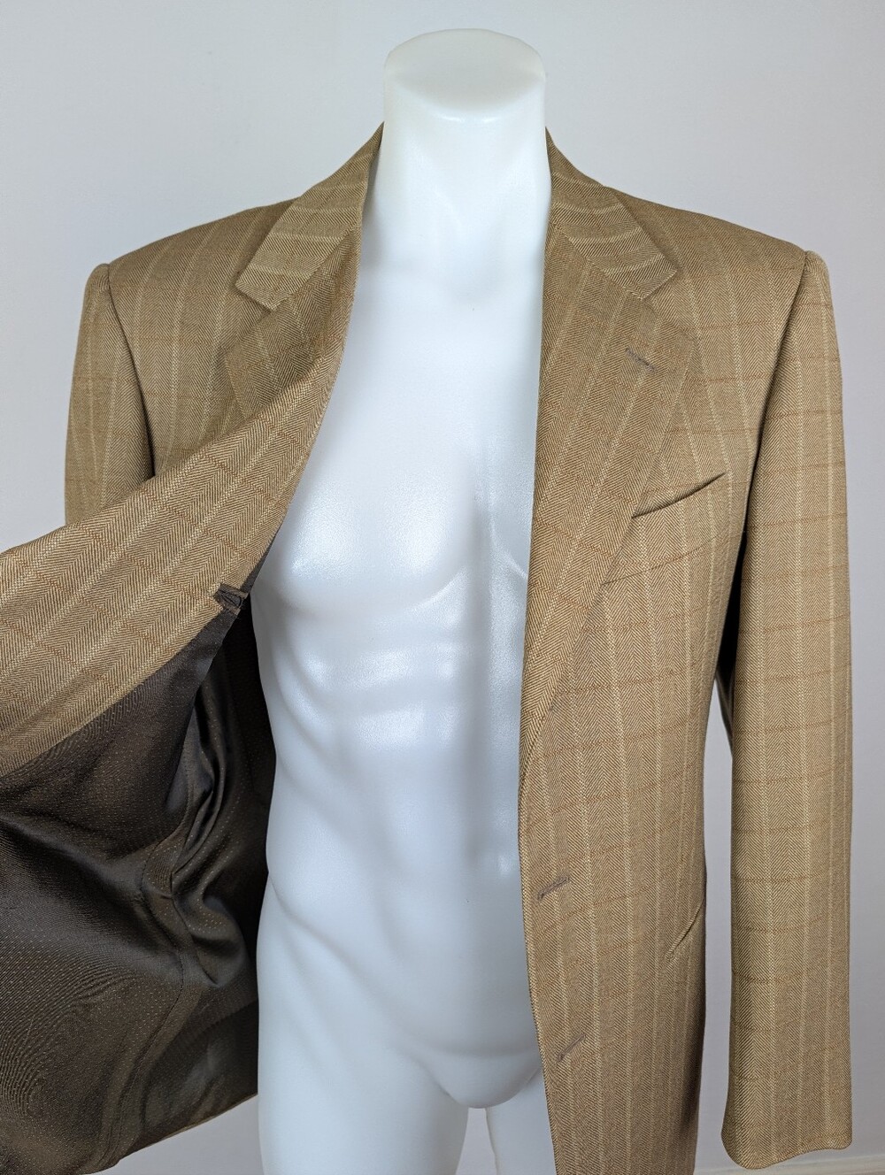 Barcelino x Marco Azzali Virgin Wool Sport Jacket in Soft Tan Herringbone